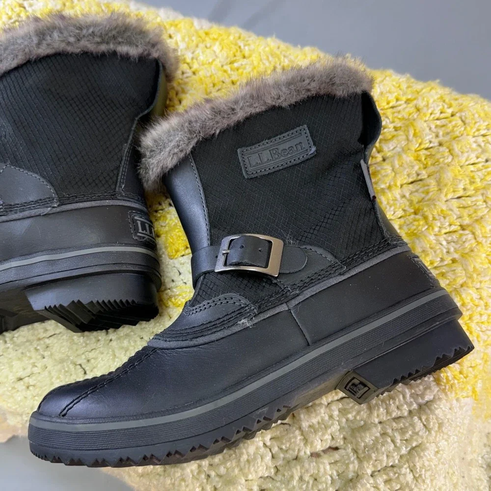 LL Bean Rangeley Pac Boot Mid Waterproof Insulated Black Winter Boots Women 6 - Picture 14 of 16